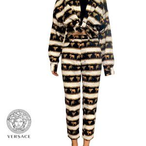 versace jeans couture lions cheetahs tigers leopards striped print jeans 27"